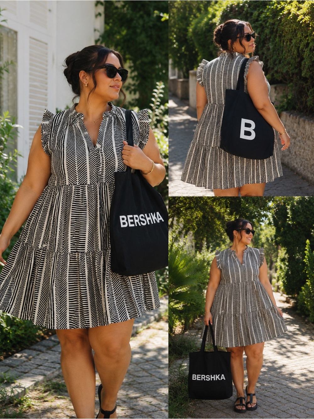 Time & Tru geometric ruffle dress XL 16/18 cottagecore boho coastal grandma NWT